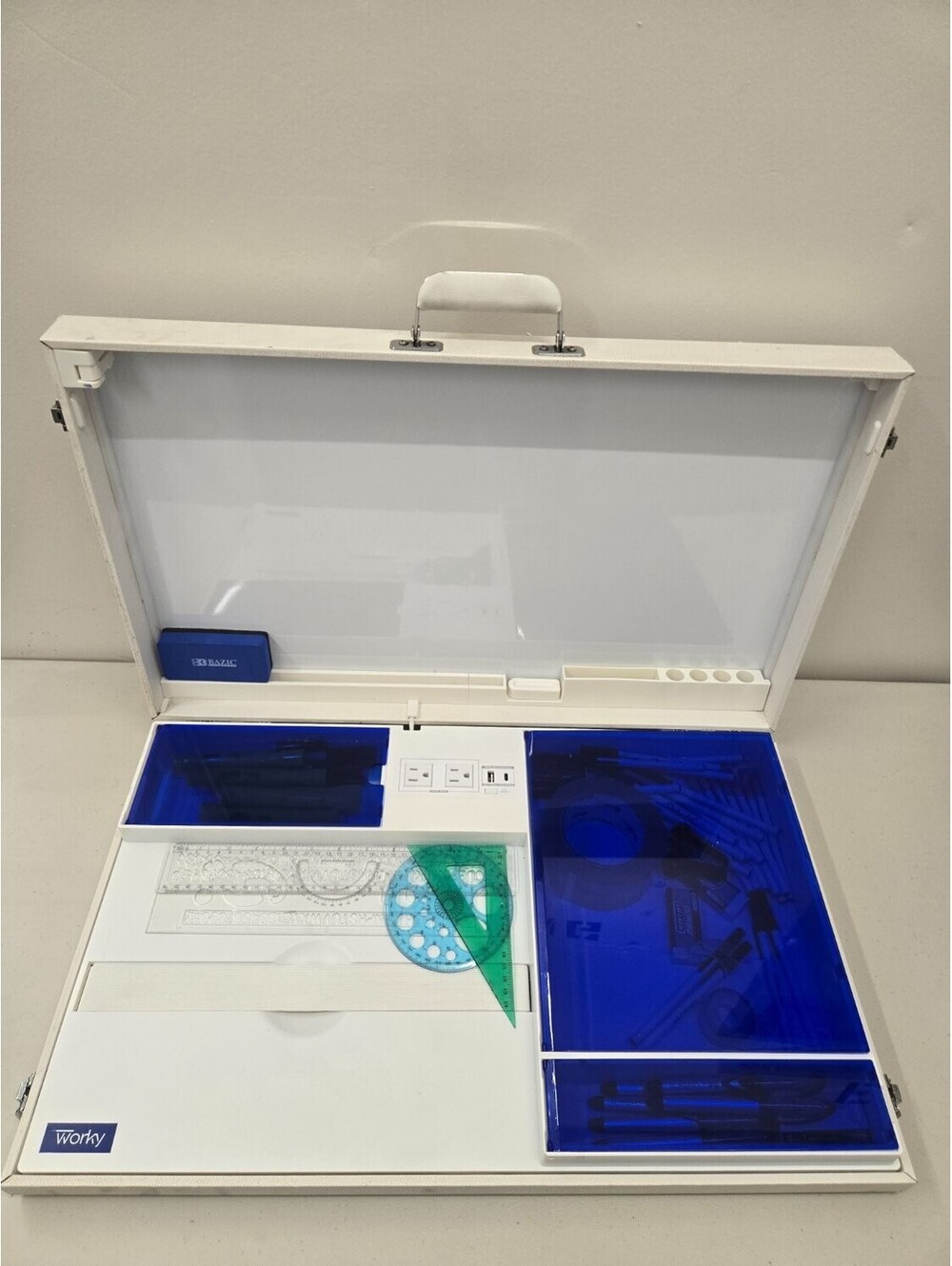 Worky The Dome Portable Workstation Briefcase Desk White Built-in Whiteboard